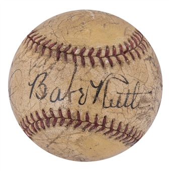 Babe Ruth & Joe Louis Multi-Signed Official League Baseball - Displays As Single (PSA/DNA)